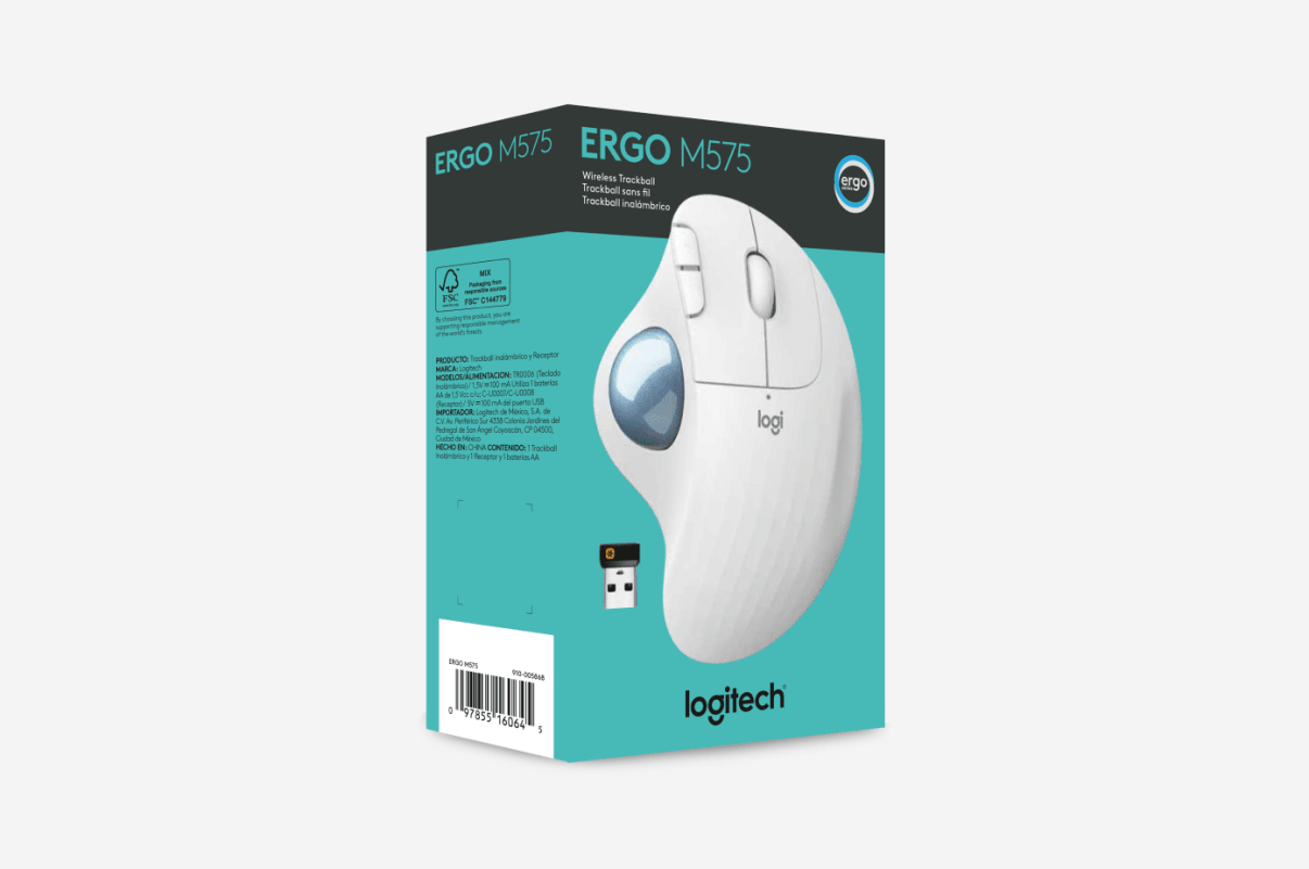 Mouse ERGO M575 con packaging a ridotto impatto ambientale