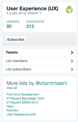 Sourcing on Twitter: UX Twitter List
