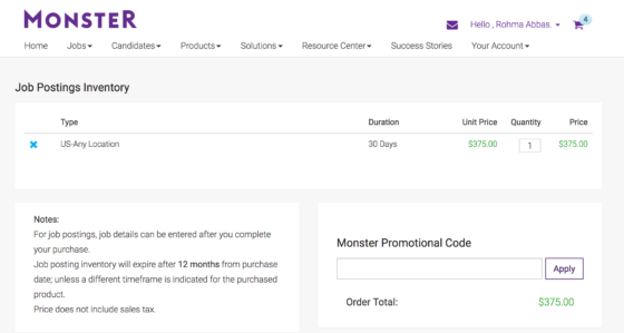 How to post a job to Monster: job posting inventory