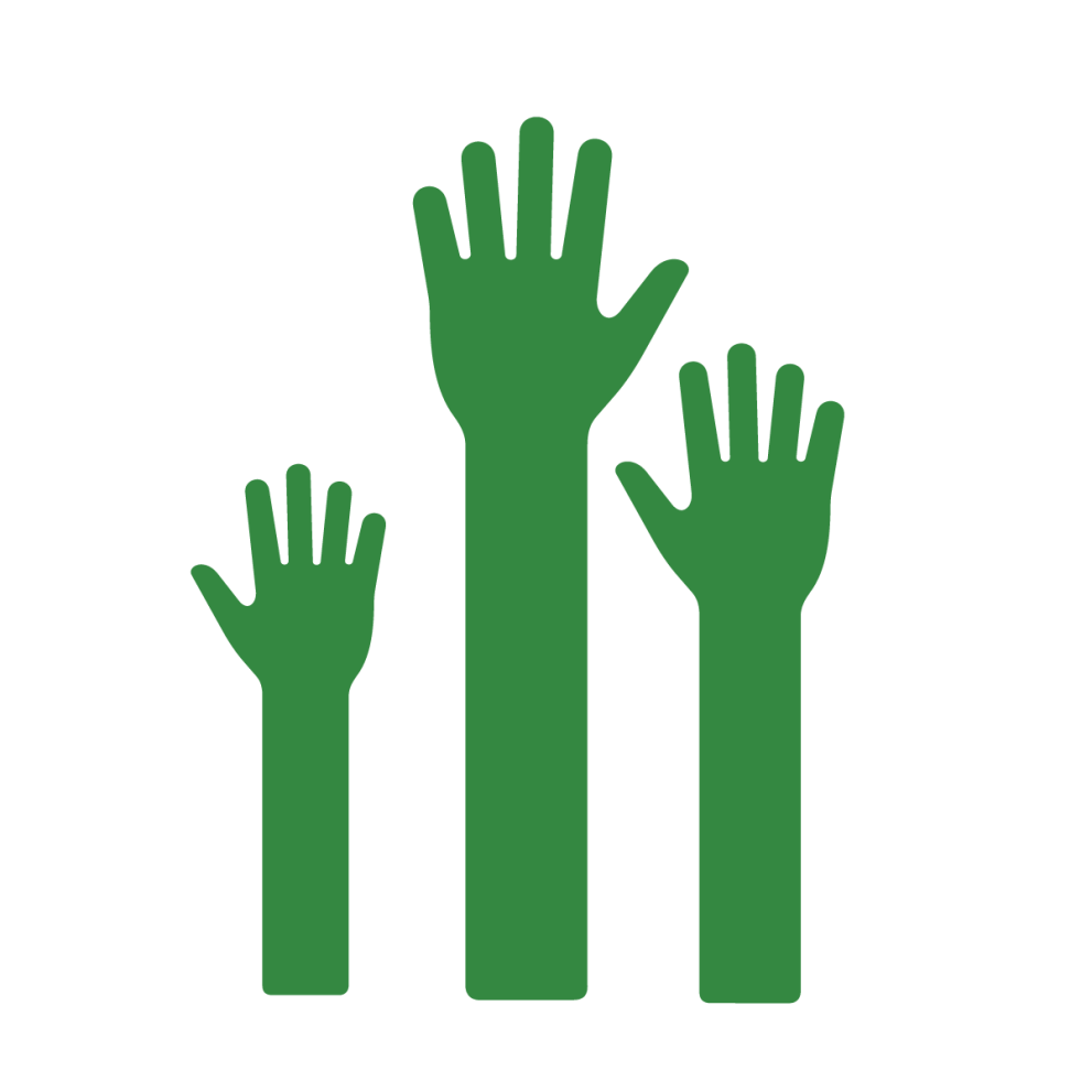 Icon of hands raised upwards