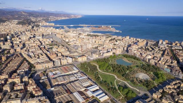 Infografía del bosque urbano planteado en los antiguos suelos de Repsol, en Málaga.