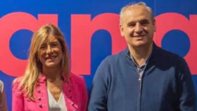 Begoña Gómez y Carlos Barrabés, en un congreso celebrado en Madrid en 2019.