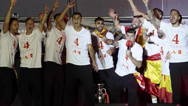 Morata y Rodri, durante la celebración de la Eurocopa.