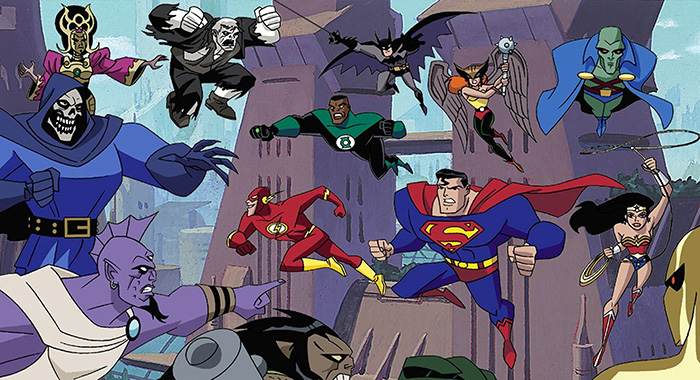 JUSTICE LEAGUE, The Flash, Green Lantern, Batman, Superman, Hawkgirl, J'Onn J'Onnz, Wonder Woman, 2001-. (c) Warner Bros./Courtesy Everett Collection