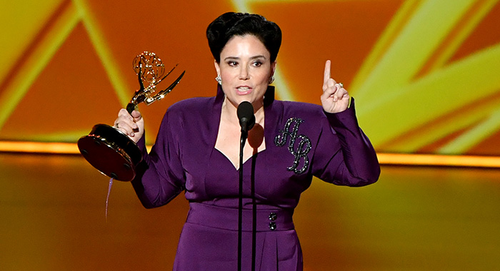 LOS ANGELES, CALIFORNIA - SEPTEMBER 22: Alex Borstein accepts the Supporting Actress, Comedy award for "The Marvelous Mrs. Maisel" onstage during the 71st Emmy Awards at Microsoft Theater on September 22, 2019 in Los Angeles, California. (Photo by Amy Sussman/WireImage)