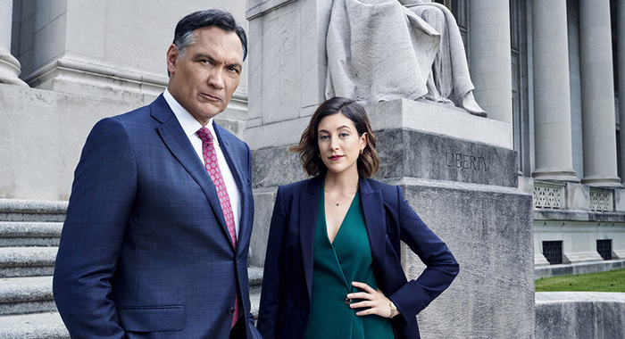 BLUFF CITY LAW -- Season: 1 -- Pictured: (l-r) Jimmy Smits as Elijah Strait, Caitlin McGee as Sydney Strait -- (Photo by: Paul Gilmore/NBC)