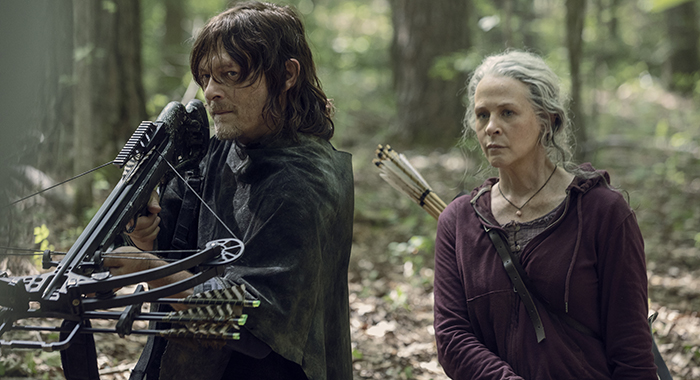 Norman Reedus as Daryl Dixon, Melissa McBride as Carol Peletier - The Walking Dead _ Season 10 - Photo Credit: Jackson Lee Davis/AMC