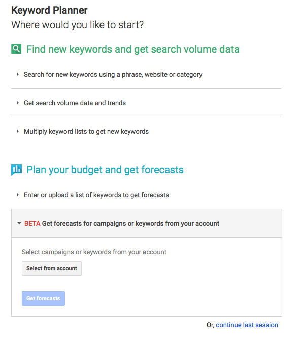 Google Keyword Planner Import Existing