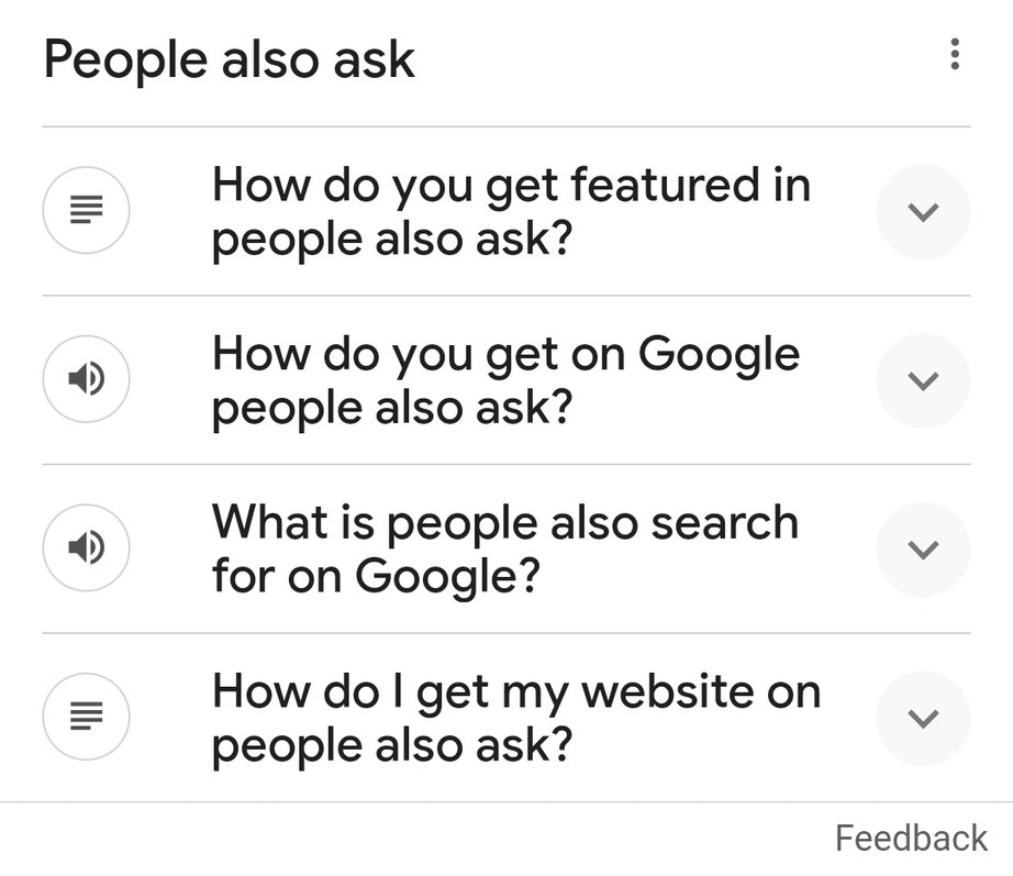 Google People Also Ask Speak List Icons