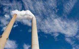 Smoke stacks are pictured at a coal power plant in the US in 2009