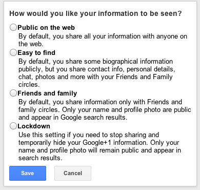 Privacy Settings Google+