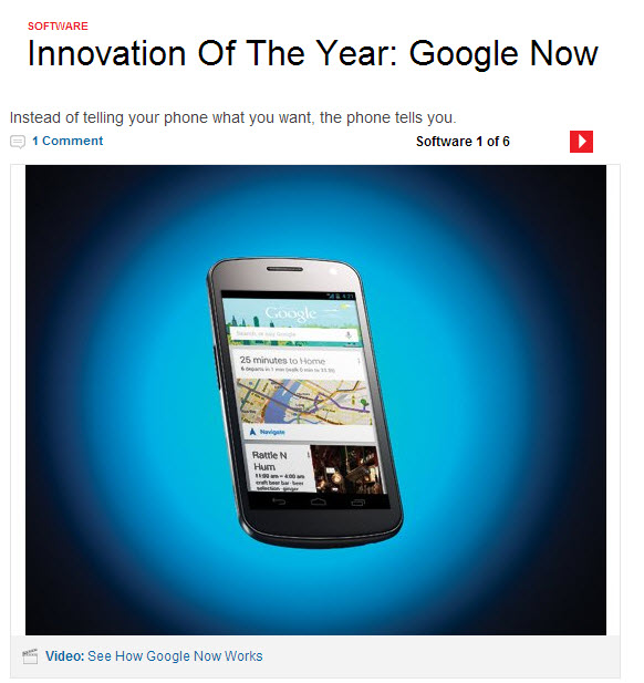 Google Now wins the Popular Science Innovation of the Year Award in 2012, as a direct result of not following Google's own advice about responsive web design.