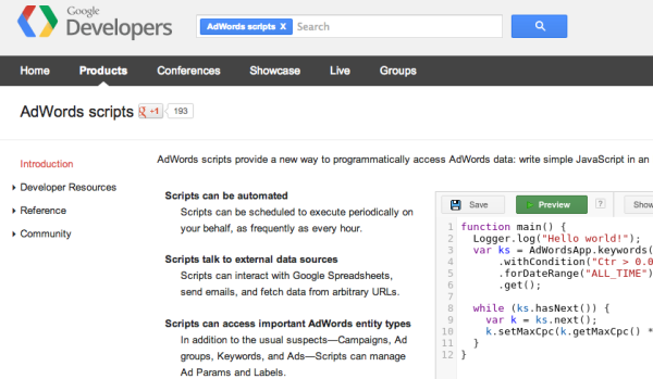 AdWords Scripts Home