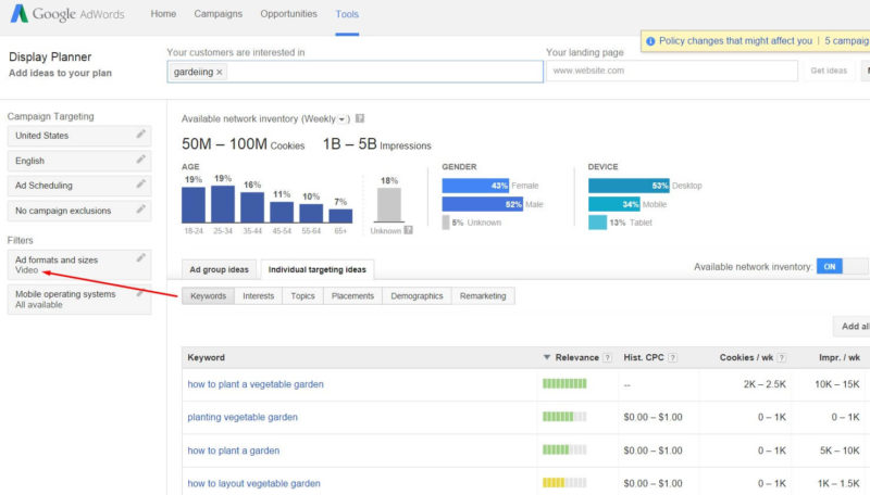 Google sunsets YouTube keyword tool for AdWords Display Planner
