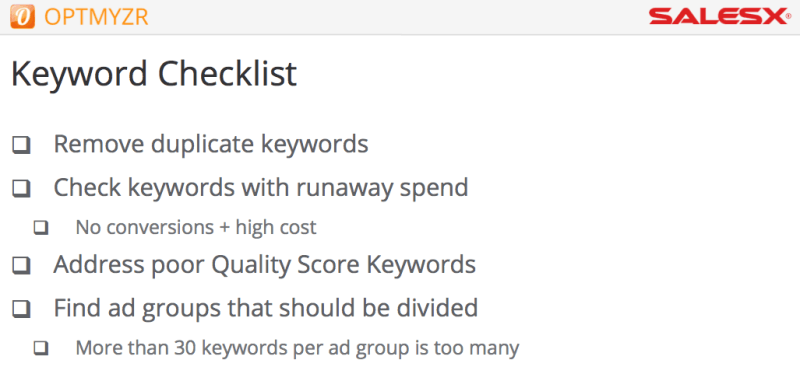 Keyword Optimization Checklist