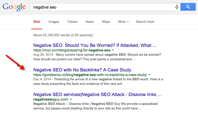 negative SEO Google search