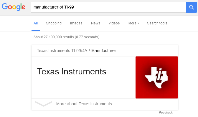 TI-99 search result