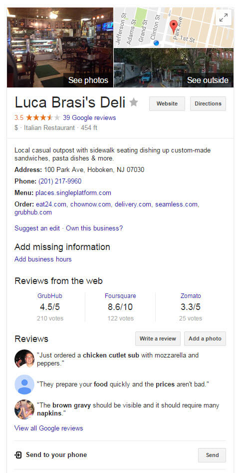 Local Knowledge Graph Panel Result