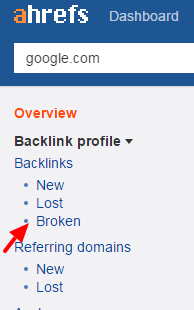 Ahrefs broken links report