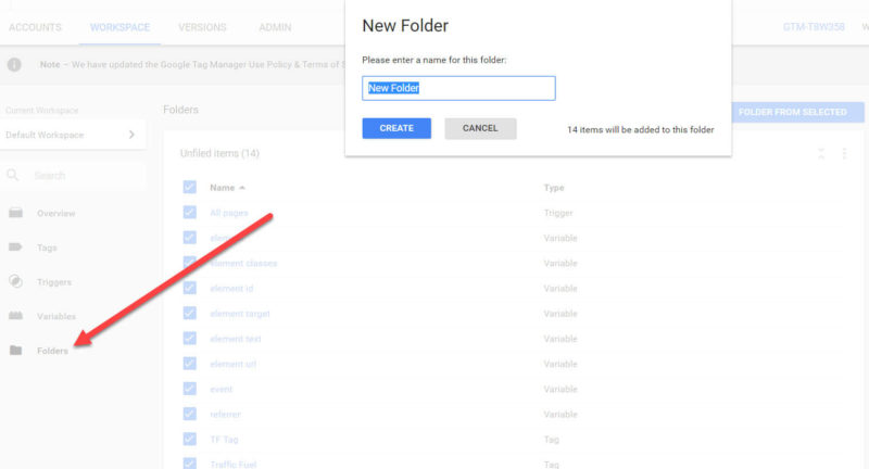 Create Folders In Google Tag Manager