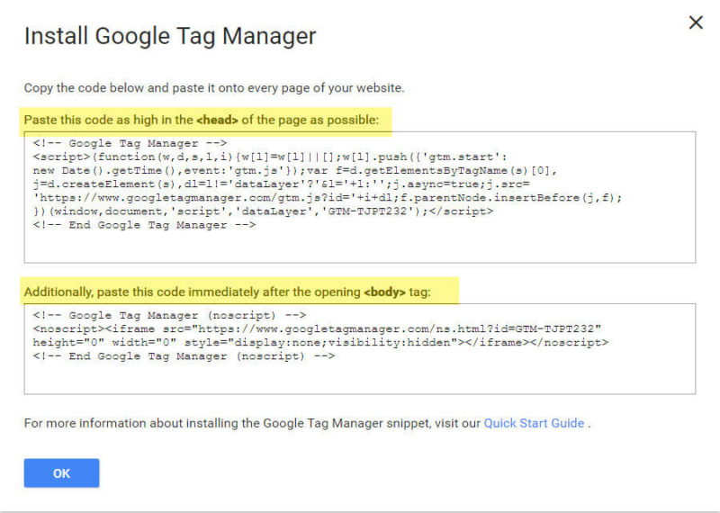 install google tag manager code on your website