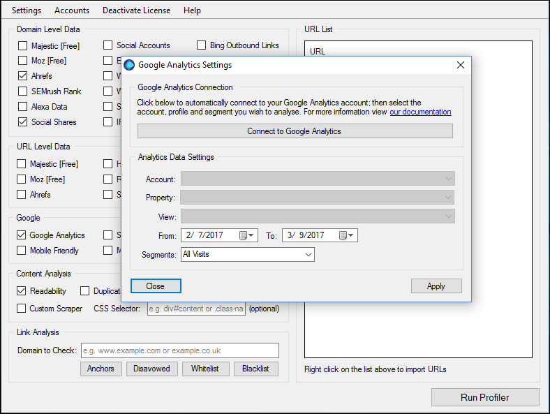 URL Profiler screenshot