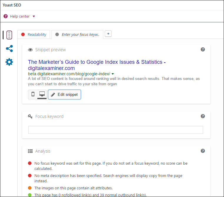 Yoast SEO screenshot