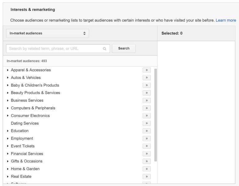 Google Adwords In Market Audiences