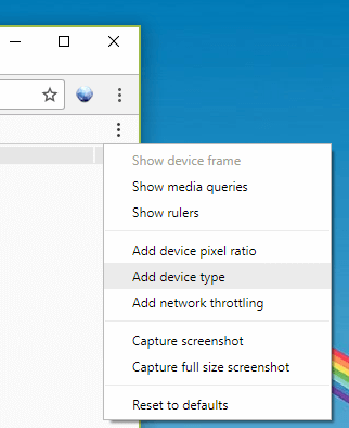 Add Device Chrome Dev Tools