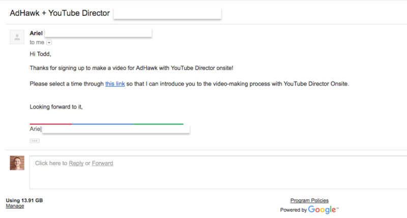 First email with YouTube director