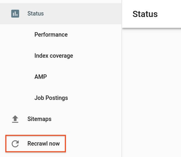 Recrawl Now Google Search Console