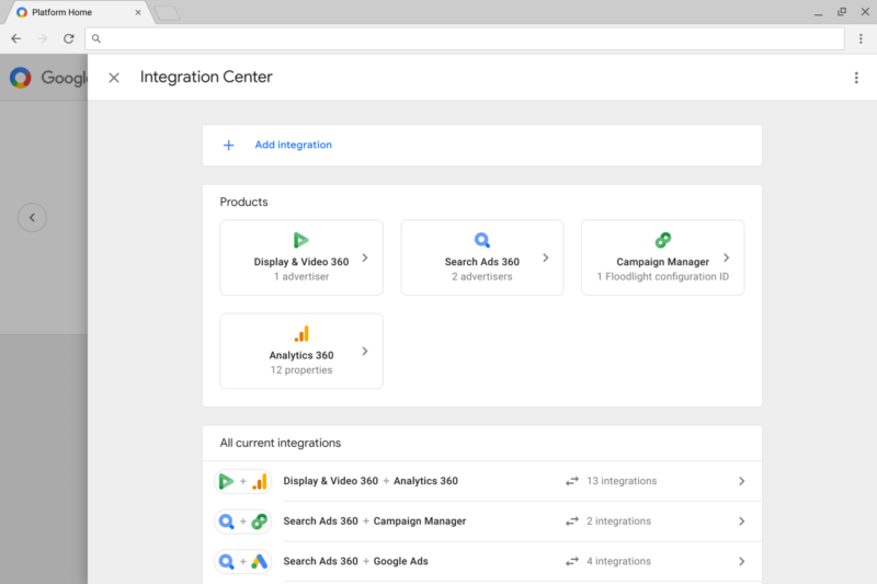 Google Marketing Platform Integration Center