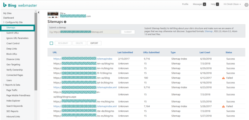 Bing Webmaster Tools Configure Submit Sitemaps
