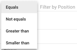 GSC Performance Table Filter Options