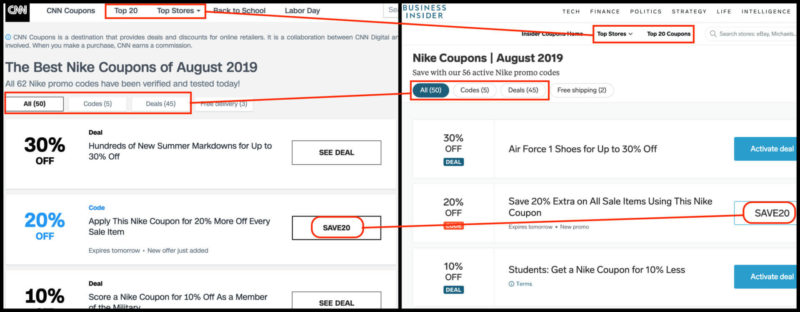 Coupons Side By Side