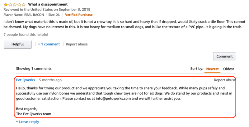Negative Review With Comment