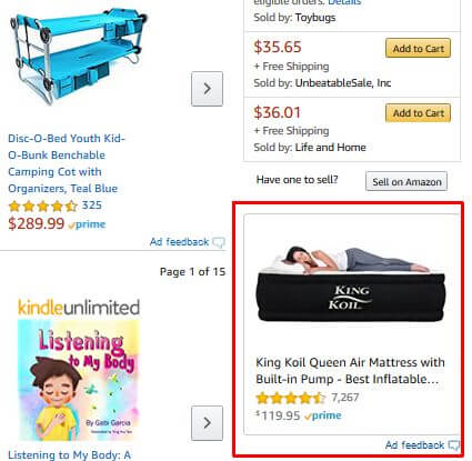 Amazon Sponsored Display Ad Product Detail Page