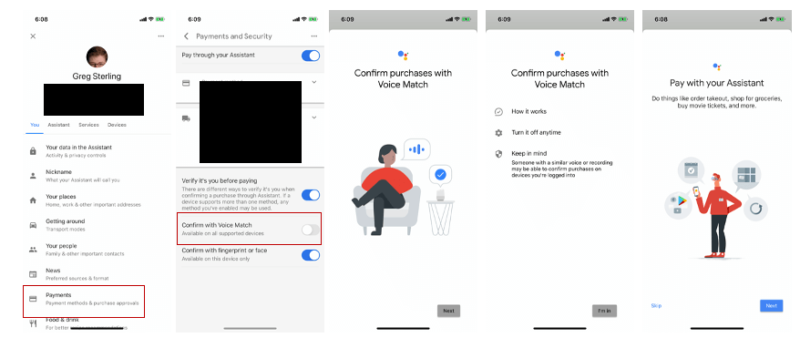Voice Match Payments Google Assistant