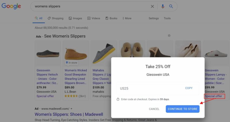 Google Desktop Merchant Promotion Special Offer Womens Slippers 10222020