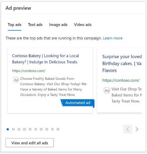 Microsoft Digital Marketing Center Top Ads
