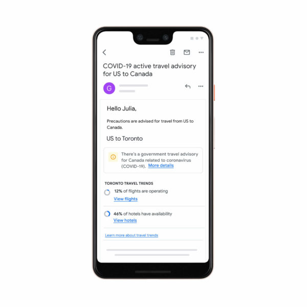 Google COVID-19 Advisory Email