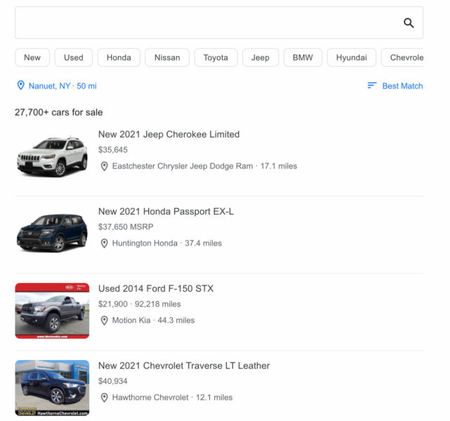 Google Local Car Inventory