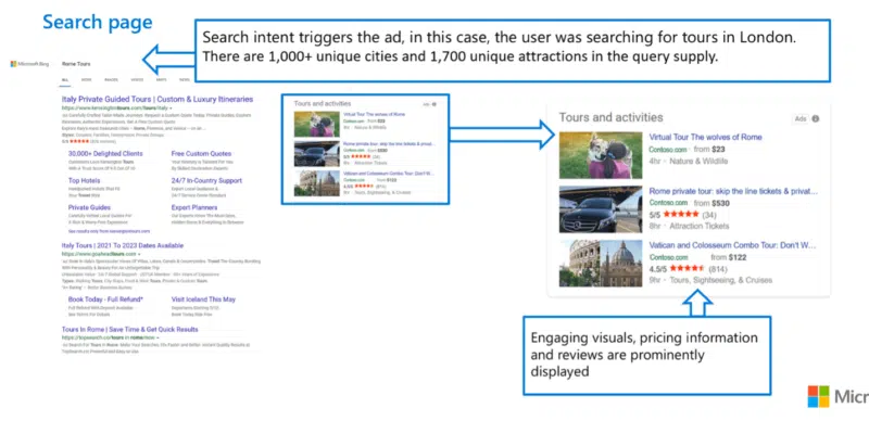 Tours and activities ads in Bing search results