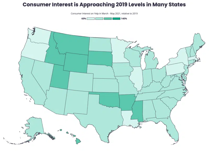 map of consumer interest levels across the U.S.