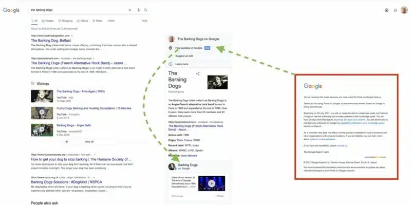 Google Posts for knowledge panels example