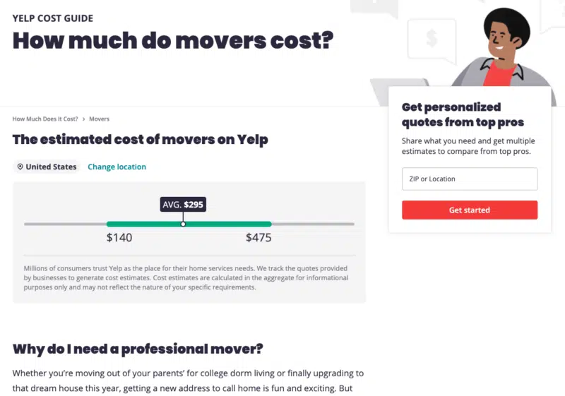 Yelp Cost Guide