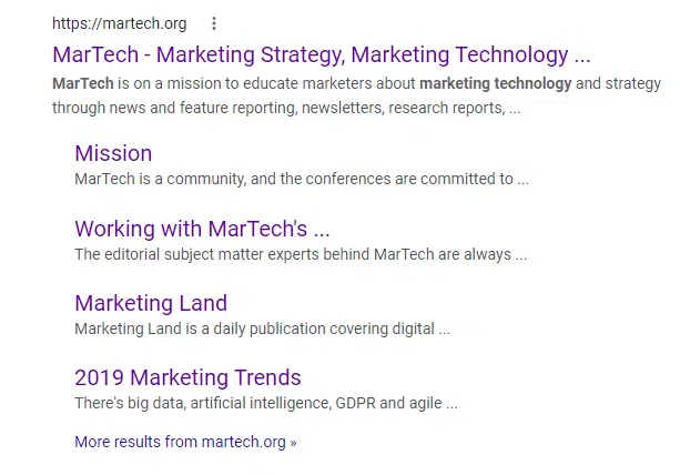 Martech Serp Link Issue