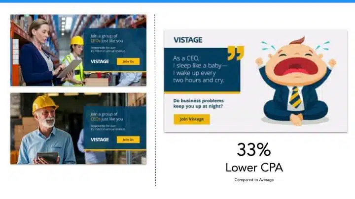 Visual ads comparisons for the same brand.