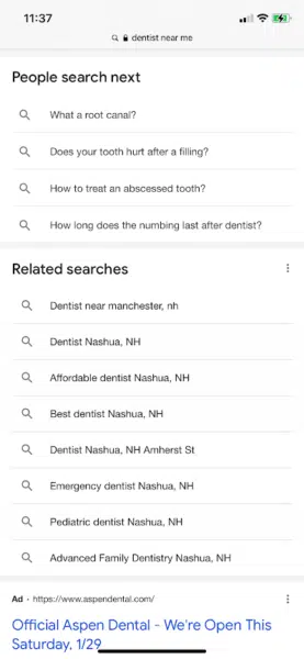 Google Mobile Serp People Search Next Dentist Near Me