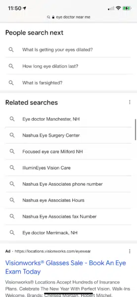 Google Mobile Serp People Search Next Eye Doctor Near Me